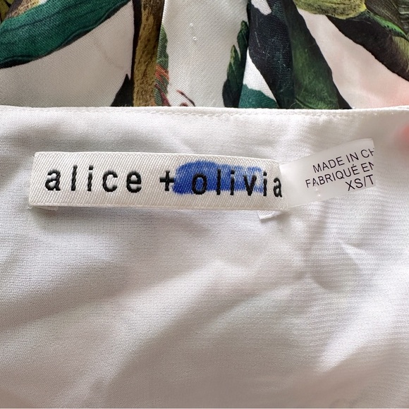 ALICE + OLIVIA Marva Floral Print Multicolor Tropical Belted Mini Dress Sz. XS - Picture 13 of 15